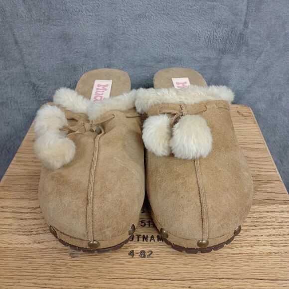 Mudd Clogs Slippers Shearling Lined Hannah Pom Pom 8/8.5 - Picture 1 of 13